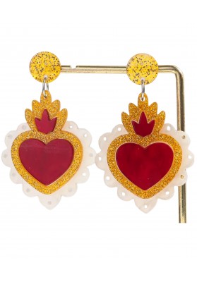 Boucles d'oreilles Ex Voto Rouge et doré