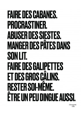 Affiche XL Faire des cabanes Noir et Blanc