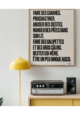 Affiche XL Faire des cabanes Noir et Blanc