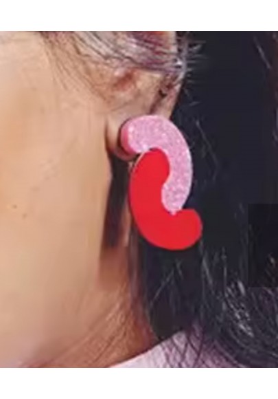 Boucles d'oreilles Kelly rose et rouge à paillettes