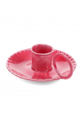 Bougeoir chandelier en email rose