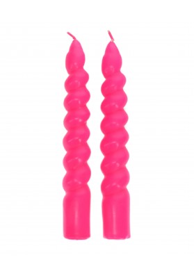 Bougies torsadées rose fluo pack de 2 marque rex london