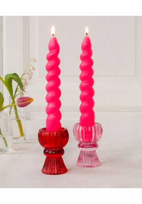 Bougies torsadées rose fluo pack de 2 marque rex london