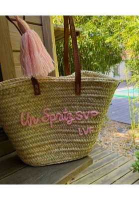 Panier Un spritz SVP pompon long coloris rose