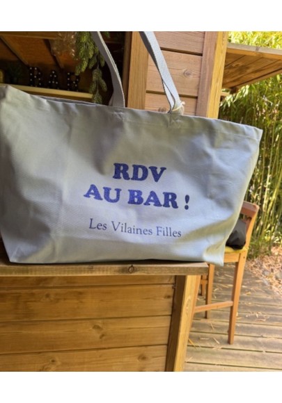 Sac XXL en coton RDV au bar coloris Bleu clair