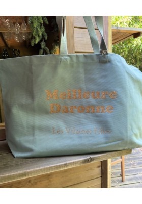 Sac XXL en coton Meilleure daronne coloris Céladon