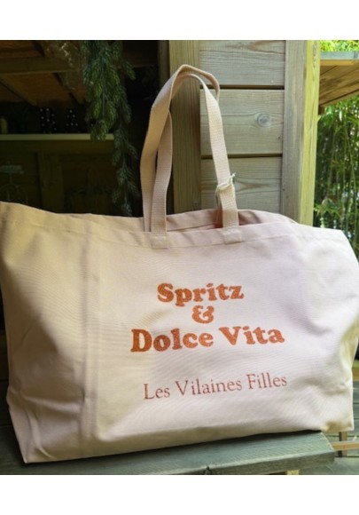 Sac XXL en coton Spritz et Dolce vita coloris pêche marque Les vilaines filles
