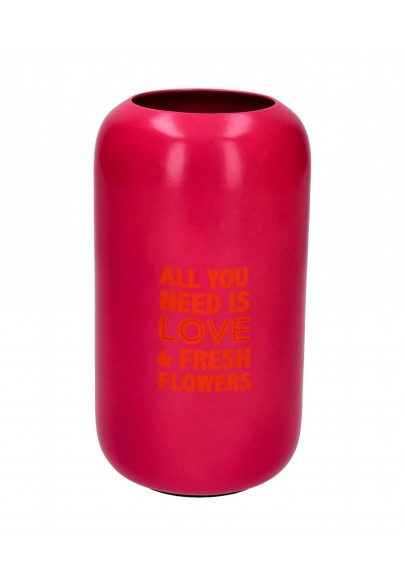 Petit vase rose fluo All you need is love and fresh flower