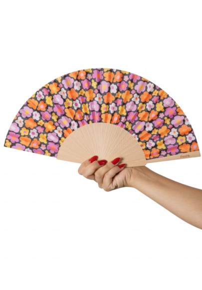 Eventail fleurs vintage