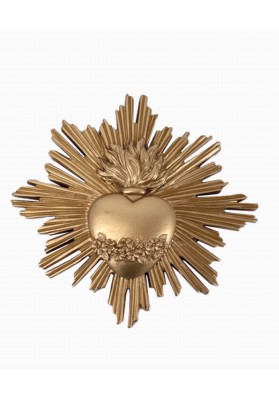 Ex voto doré coeur et fleurs