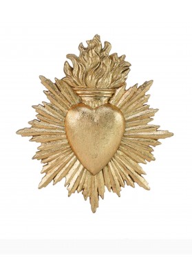 Ex voto doré coeur et flamme