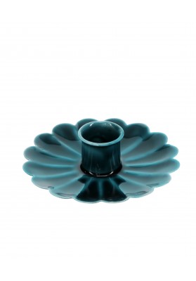Bougeoir chandelier fleur en email Bleu