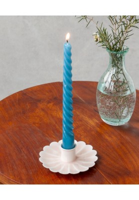 Bougeoir chandelier fleur en email Rose pastel