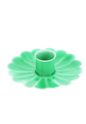 Bougeoir chandelier fleur en email Vert