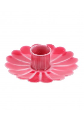 Bougeoir chandelier fleur en email rose