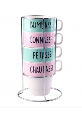 Lot de 4 tasses avec support