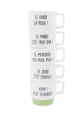 Lot de 5 tasses pour la semaine