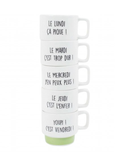 Lot de 5 tasses pour la semaine