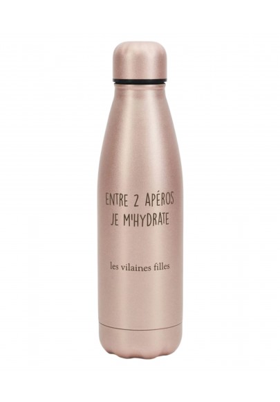 Gourde gold rose irisée Entre 2 apéros, je m'hydrate