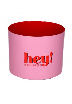 Photophore en métal HEY rose et rouge