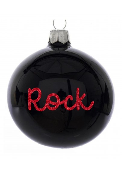 Boule de noël ROCK paillettes rouge  noir mat