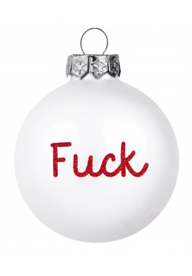Boule de noël F*CK à paillettes rouge Blanc mat