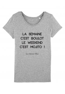 Tee-shirt col rond La semaine c'est boulot bio