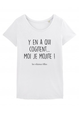 Tee-shirt col rond Y en a qui cogitent moi je mojite bio