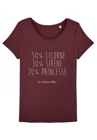 Tee-shirt col rond Licorne, sirène et princesse bio