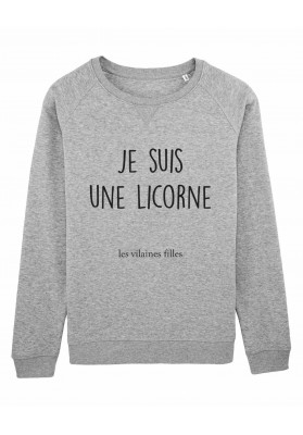 Sweat col rond Je suis une licorne bio