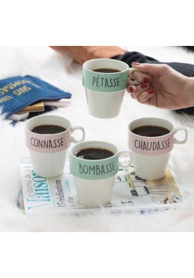 Lot de 4 tasses avec support