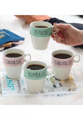 Lot de 4 tasses avec support
