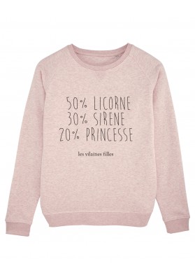 Sweat Licorne, sirène et princesse bio marque les vilaines filles