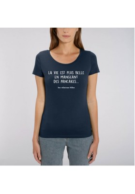 Tee-shirt en mangeant des pancakes bio marque les vilaines filles humour