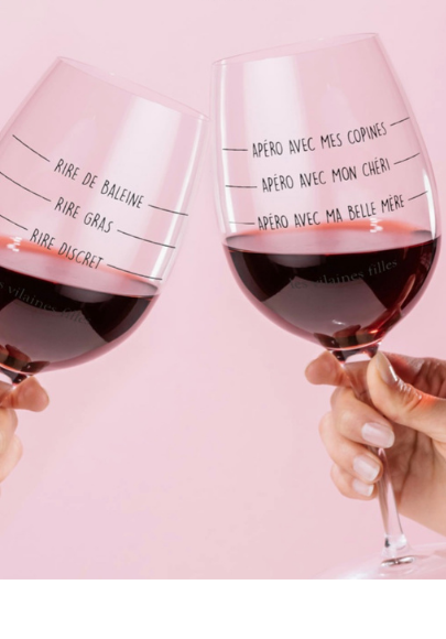 Coffret de 2 verres à vin gradués marque les vilaines filles