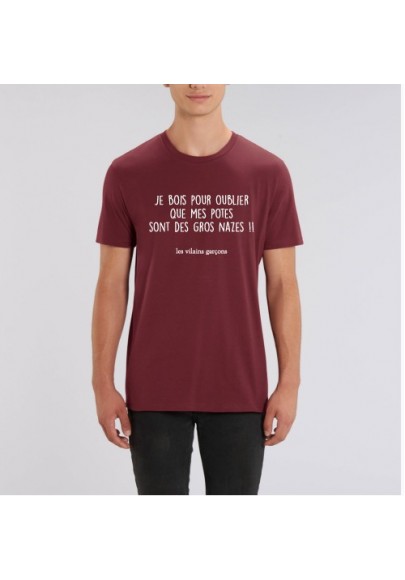 Tee-shirt homme Je bois pour oublier marque les vilaines filles humour