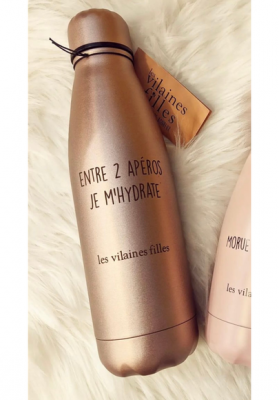 Gourde gold rose irisée Entre 2 apéros, je m'hydrate