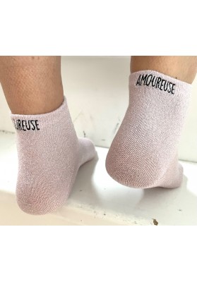 Chaussettes roses à paillettes Amoureuse