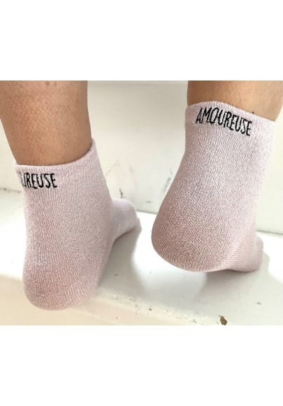 Chaussettes roses à paillettes Amoureuse