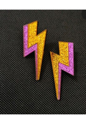 Boucles d'oreilles Eclair paillettes or et rose