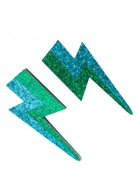 Boucles d'oreilles Eclair paillettes bleu et vert