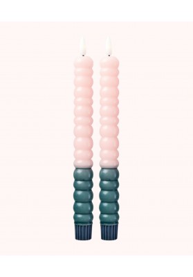 Bougies torsadées led rose clair pack de 2 marque rice