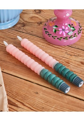 Bougies torsadées led rose clair pack de 2 marque rice